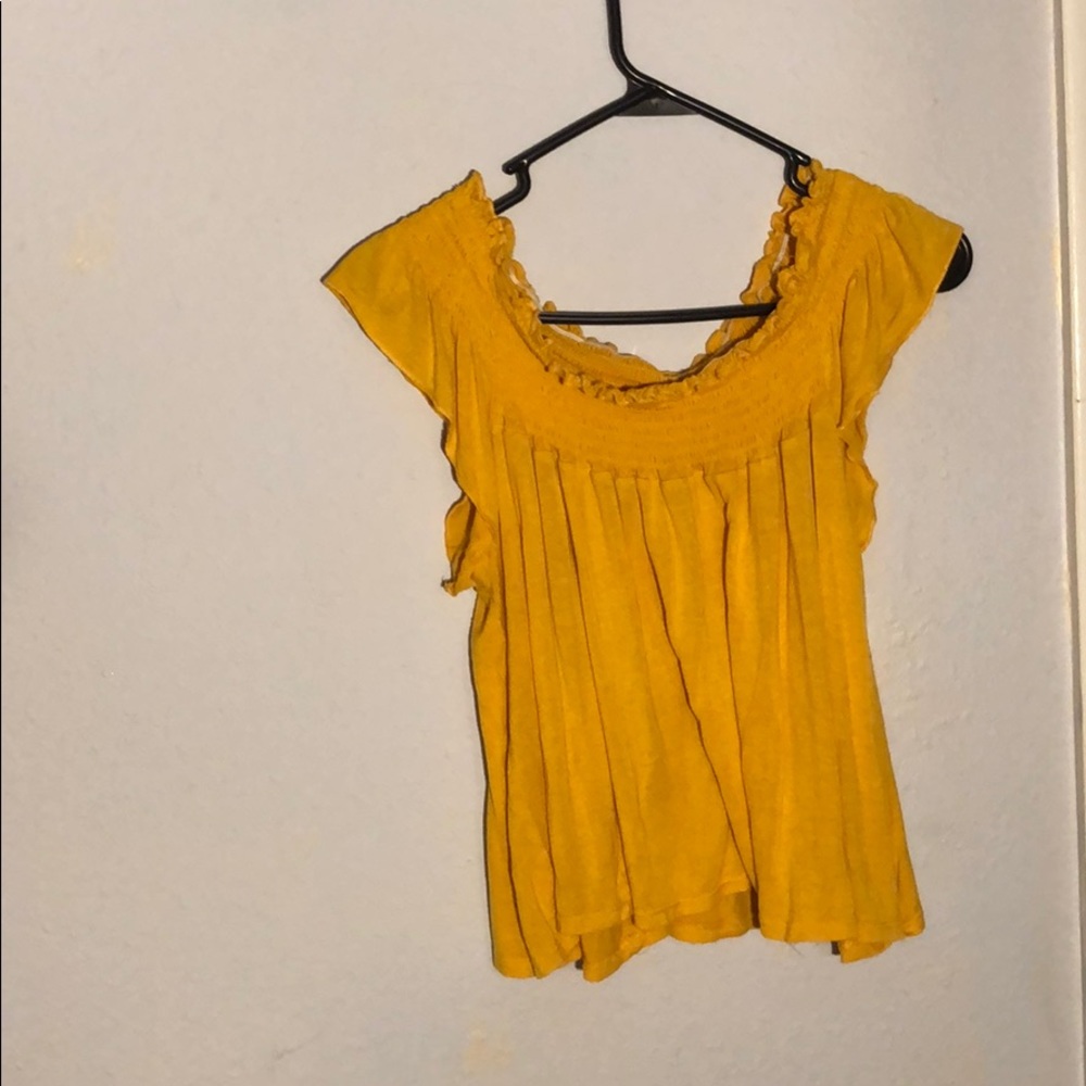 yellow off the shoulder top